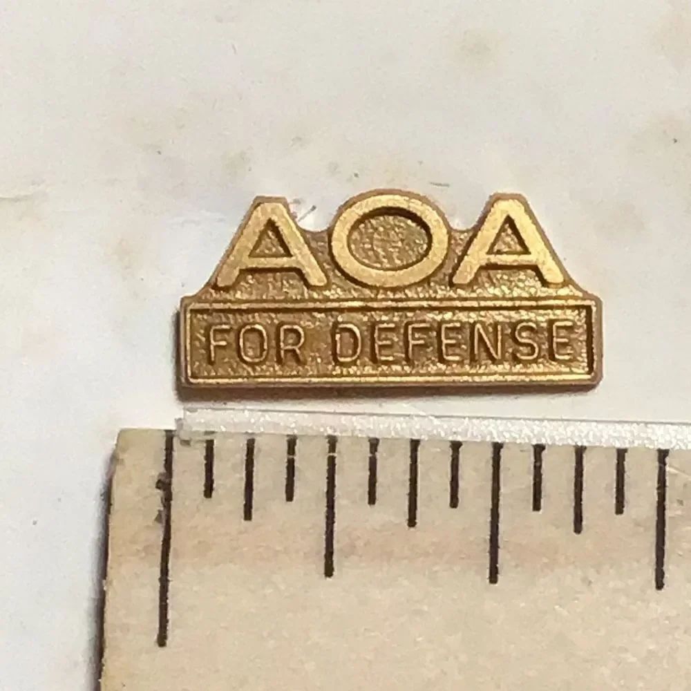 Lapel, pen, goldtone from American ordinance association
